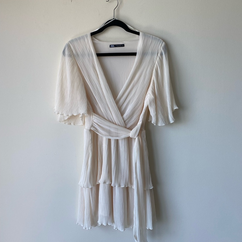 Zara Cream Wrap Tiered Sundress
